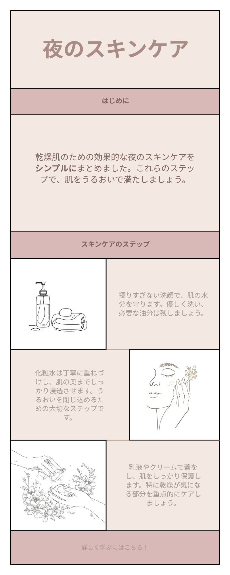 乾燥肌のための夜のスキンケア3ステップ